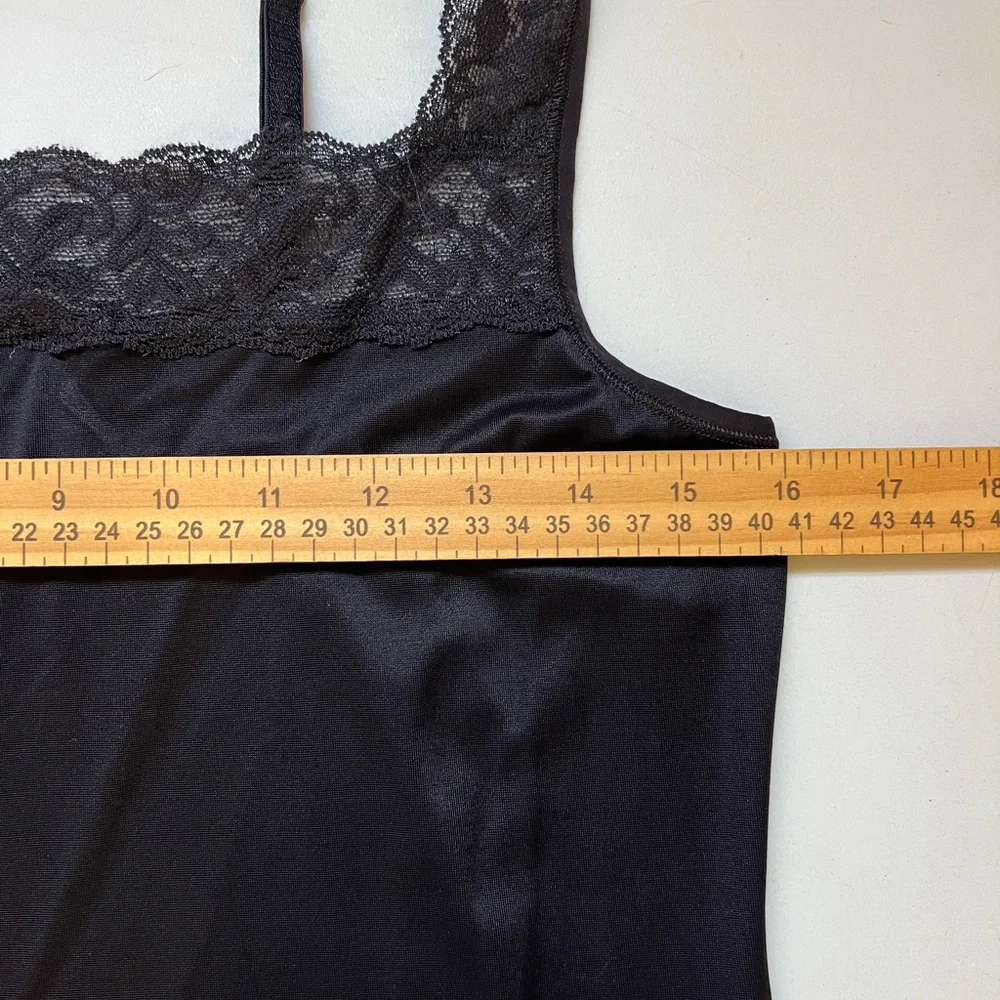 Vassarette Women's Vintage Y2K Lace Trim Camisole Black Size XL - Picture 5 of 8